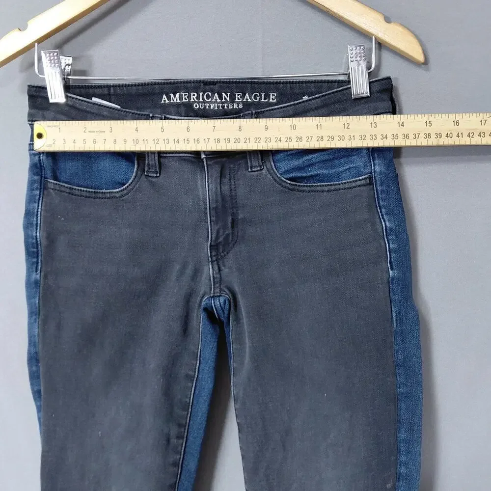 American Eagle Super X4 Colorblock Side Stripe Skinny Jeans Women Size 2